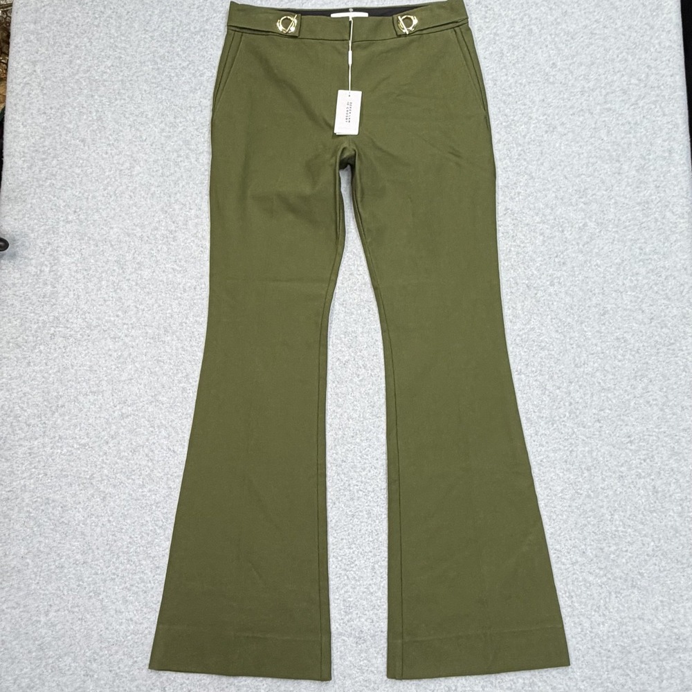 NWT Derek Lam 10 Crosby Dress Pants Womens‎ 12 (Fits 34x35) Army Green Flared